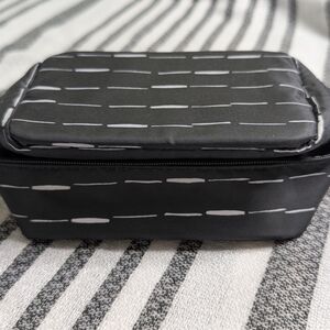 Thirty-One Black and Gray Striped Pouch
